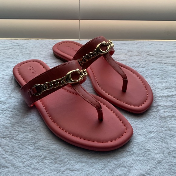 NWOT Coach Jaclyn Sandals Coral/Gold Size 5.5 - Picture 4 of 4